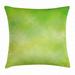 Lime Green Throw Pillow Cushion Cover Blurry Faded Tones with Pastel Effects Watercolor Style Abstract Modern Image Decorative Square Accent Pillow Case 16 X 16 Inches Apple Green by Ambesonne