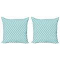 Abstract Throw Pillow Cushion Cover Pack of 2 Circles Polka Dots Button Like Simple Repetitive Design Retro Style Zippered Double-Side Digital Print 4 Sizes Pale Blue White by Ambesonne