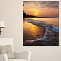 DESIGN ART White Foaming Waves at Sunset - Modern Beach Canvas Art Print 16 in. wide x 32 in. high