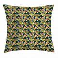 Floral Throw Pillow Cushion Cover Abstract Distorted Foliage Motifs Soft Pastel Colored Pollen-look Spots Contemporary Decorative Square Accent Pillow Case 16 X 16 Multicolor by Ambesonne
