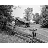 Rustic Log Cabin From 1880s Behind Post & Rail Fence In Blue Ridge Mountains Print By Vintage Collection