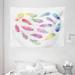 Feather Tapestry Fluffy Dreamy Artistic Pattern with Watercolor Elements Plumage Romantic Design Wall Hanging for Bedroom Living Room Dorm Decor 80W X 60L Inches Multicolor by Ambesonne