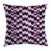 Chevron Throw Pillow Cushion Cover Zig Zag Arrows Geometric Symmetric Pattern Retro Stylized Old Design Decorative Square Accent Pillow Case 18 X 18 Inches Lilac Purple Black White by Ambesonne