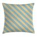 Shabby Chic Throw Pillow Cushion Cover Nostalgic Diagonal Bold and Thin Stripes Geometric Simplistic Decorative Square Accent Pillow Case 18 X 18 Inches Almond Green Apricot Cream by Ambesonne