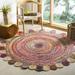 SAFAVIEH Cape Cod Kyle Braided Area Rug 7 x 7 Round Red/Multi