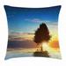 Landscape Throw Pillow Cushion Cover Silhouette of a Tree against Sunset Idyllic Nature Scene Spring Illustration Decorative Square Accent Pillow Case 18 X 18 Inches Multicolor by Ambesonne