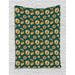 Gerber Daisy Tapestry Fresh Spring Garden Pattern with Yellow Flower Growth and Green Leaves on Blue Wall Hanging for Bedroom Living Room Dorm Decor 60W X 80L Inches Multicolor by Ambesonne