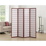 Roundhill Furniture Roland 4 Panel Oriental Shoji Screen/Room Divider in Cherry