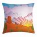 Cactus Throw Pillow Cushion Cover Abstract Desert Landscape with Mountains and Cactus Arid Country View at Sunset Decorative Square Accent Pillow Case 20 X 20 Inches Multicolor by Ambesonne