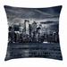 City Throw Pillow Cushion Cover Dramatic View of New York Skyline from Jersey Side Clouds Buildings Decorative Square Accent Pillow Case 20 X 20 Inches Charcoal Grey Black White by Ambesonne