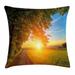 Wyoming Throw Pillow Cushion Cover Tranquil Themed Sweet Fascinating Landscape Photo with a Path in Park at Sunset Decorative Square Accent Pillow Case 18 X 18 Multicolor by Ambesonne