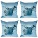 Waterfall Throw Pillow Cushion Case Pack of 4 Frozen River Heavenly Landscape View Mountains Covered Snow Art Modern Accent Double-Sided Print 4 Sizes Petrol Blue by Ambesonne