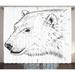 Animal Curtains 2 Panels Set Polar Bear Profile Engraved Ink Drawing Grizzly Furry Wildlife in North Winter Zoo Window Drapes for Living Room Bedroom 108W X 84L Inches Black White by Ambesonne