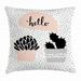 Cactus Throw Pillow Cushion Cover Dotted Backdrop with Two Hand Drawn Plants Having a Conversation Speech Bubble Decorative Square Accent Pillow Case 16 X 16 Inches Blush Black Grey by Ambesonne