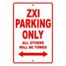 ZXI Parking Only All Others Will Be Towed Jet Ski Watercraft Water Motorcycle Novelty Garage Aluminum 12 x18 Sign Plate