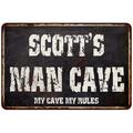 SCOTT S Man Cave Black Grunge Sign Home Decor Gift Cave Funny 108120004225