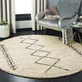 SAFAVIEH Bohemian Delice Southwestern Jute Area Rug Ivory/Black 6 x 6 Round