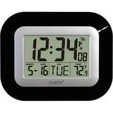 Atomic Digital Wall Clock with IN Temp and Date-Black