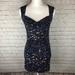 Free People Dresses | Free People Navy Floral Ruched Bandage Dress M | Color: Blue | Size: M