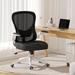 Inbox Zero Polyurethane Task Chair, Mesh Conference Chair w/ Flip-up Arms Upholstered/Mesh in Gray/White/Black | Wayfair