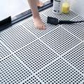 ybaymy 24Pcs Square PVC Bathroom Shower Mat, 30 x 30cm Anti Mould Interlocking PVC Floor Tiles, Non Slip Bath Drainage Mat with Foot Massage for Bath, Kitchen, Pool, White