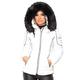 Ladies Womens Quilted Puffer Bubble Padded Faux Fur Collar Trimmed Hooded Winter Belted Piping Warm Thick Parka Zip Jacket Coat White UK Size M/10