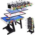 ALPIKA Foldable 4 in 1 Muliti Sports Game Table, Folding Combo Table-Pool/Snooker Table, Football Table, Table Tennis Table, Air Hockey Table with Storage Box, 4FT