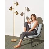 Brightech Jacob 64 in. Mid-Century Modern 3-Light Adjustable LED Floor Lamp w/ 3 Metal Cone Shades Metal in Yellow | 64 H x 15 W x 15 D in | Wayfair
