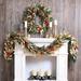 DarbyCreekTrading 9' Della Robbia Christmas Holiday Beaded Rosehip & Gold Bay Leaf Garland Silk in Green | 108 H x 108 W x 5 D in | Wayfair