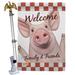 Breeze Decor Welcome Piggy 2-Sided Polyester 40 x 28 in. Flag Set in Gray/Pink/Red | 40 H x 28 W in | Wayfair BD-FA-HS-110125-IP-BO-02-D-US18-WA