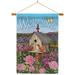 Breeze Decor Welcome Bird House 2-Sided Polyester 40" H x 28" W Flag set in Black/Blue/Brown | 40 H x 28 W x 1 D in | Wayfair