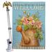 Breeze Decor Welcome Watering Can 2-Sided Polyester 40" H x 28" W Flag set in Blue/Brown/Gray | 40 H x 28 W x 4 D in | Wayfair