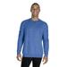 Jerzees 91MR Snow Heather French Terry Raglan Crew T-Shirt in Royal Blue size Medium | Cotton/Polyester Blend 91M