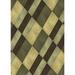 Brown/Green 96 x 0.35 in Indoor Area Rug - Ebern Designs Geometric Olive Green/Brown Area Rug Polyester/Wool | 96 W x 0.35 D in | Wayfair