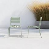 AllModern Audra Stacking Patio Dining Side Chair in Green | 32.25 H x 22.25 W x 23 D in | Wayfair 189964F545B3400384A690F02B7734F0