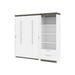 Orion Full Murphy Bed and Shelving Unit with Drawers (89W) in white & walnut grey - Bestar 116893-000017