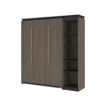Orion Full Murphy Bed with Narrow Shelving Unit (79W) in bark gray & graphite - Bestar 116890-000047