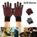 1 Pair Baking Grilling Oven Gloves Heat Resistant BBQ Gloves Mitts Anti-slip Hair Style Gloves