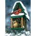 Toland Home Garden Cardinals In Snow Winter Flag Double Sided 12x18 Inch