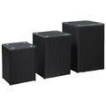 vidaXL Tables d'appoint 3 pcs et dessus en verre Noir Résine tressée