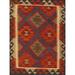 Blue/Brown 84 x 0.35 in Indoor Area Rug - East Urban Home Southwestern Red/Brown/Blue Area Rug Polyester/Wool | 84 W x 0.35 D in | Wayfair