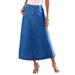 Plus Size Women's Complete Cotton A-Line Kate Skirt by Roaman's in Medium Wash (Size 28 W) 100% Cotton Long Length