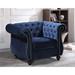 Chesterfield Chair - House of Hampton® Feltner 40.6" Wide Tufted Velvet Chesterfield Chair Wood/Velvet in Blue | Wayfair