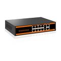 YIDUOYUNCAI 8-port PoE Switch with 2 Gigabit UpLink ports, 150W, 802.3af/at, Unmanaged Metal Fanless, VLAN, Extend to 250Meter