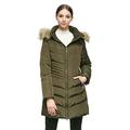 Orolay Women's Down Jacket Hooded Fur Coat Green 2XL