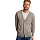 WoolOvers Mens Cashmere and Merino V Neck Knitted Cardigan Grey Marl, XL