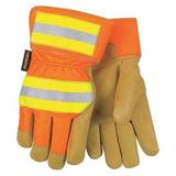 MCR SAFETY 19261L Leather Palm Gloves,Pigskin,L,PR