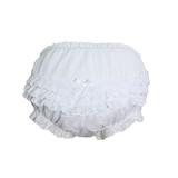 Baby Girls White Elastic Bloomer Diaper Cover with Embroidered Eyelet Edging