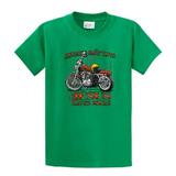 Christian Biker T-Shirt Helmets Save Lives Jesus Saves Souls-Kelly-Small