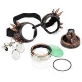 C.F.GOGGLE Vintage Steampunk Goggles Rave Glasses Victorian with Double Ocular Loupe